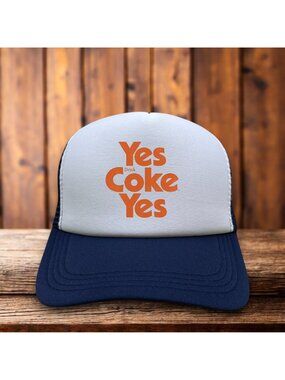 Vintage Coca Cola Promotional Mens Trucker Hat Navy Snapback Coke Soft Drink Cap